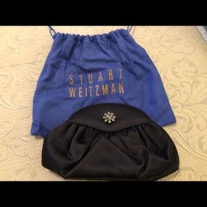 Stuart Weitzman black satin evening bag